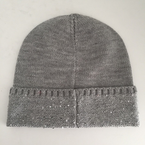 Michael Kors Women's Sequin-Striped Cuff Hat Gray Silver Knit One Size NWOT - Picture 3 of 7